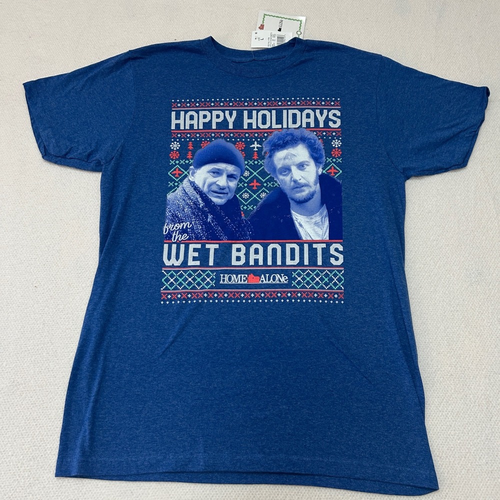 New with Tags Home Alone Wet Bandits Christmas T-Shirt Royal Htr H1I001AMTG